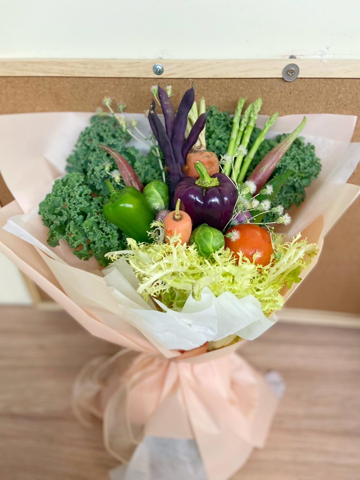 蔬菜花 - 春雨柔霞蔬菜花 |母親節禮物 母親節花 蔬菜花束 蔬菜花 蔬菜花束訂購 蔬果花束 蔬菜花束香港 水果花束香港 水果花