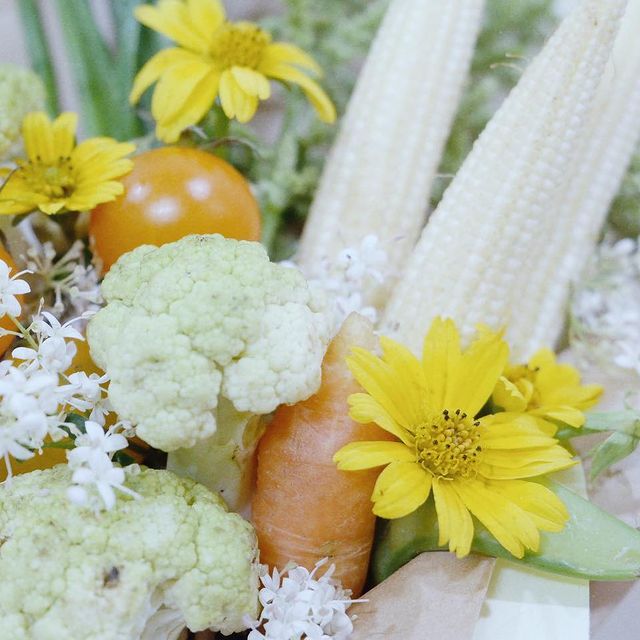 蔬菜花 - 橙影秋色蔬菜花 |母親節禮物 蔬菜花 生果花 蔬果花 母親節花