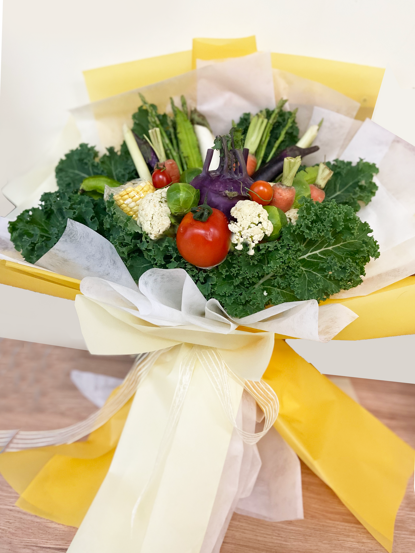 蔬菜花 - 黃彩果蔬菜花 |母親節禮物 母親節花 蔬菜花束 蔬菜花 蔬菜花束訂購 蔬果花束 蔬菜花束香港 水果花束香港 水果花