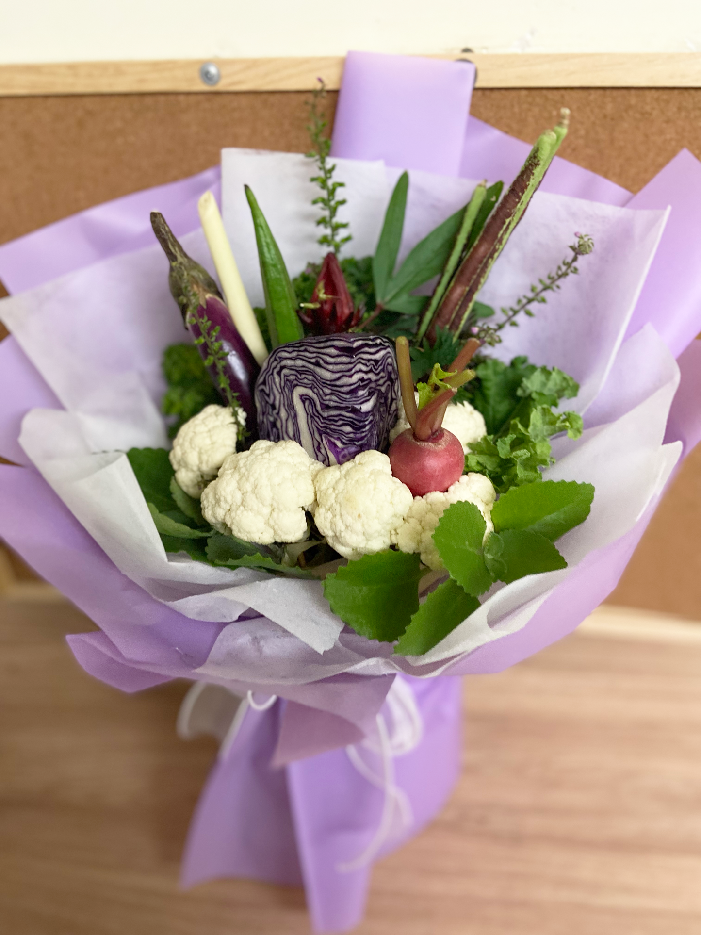 蔬菜花 - 紫白色蔬菜花 - 01 |母親節禮物 母親節花 蔬菜花束 蔬菜花 蔬菜花束訂購 蔬果花束 蔬菜花束香港 水果花束香港 水果花