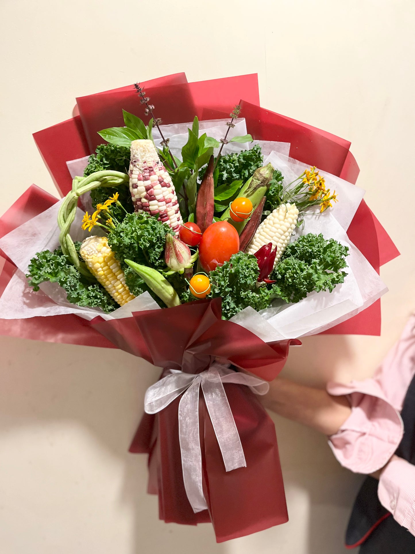 蔬菜花 - 紅彩穀穗蔬菜花 |母親節禮物 母親節花 蔬菜花束 蔬菜花 蔬菜花束訂購 蔬果花束 蔬菜花束香港 水果花束香港 水果花