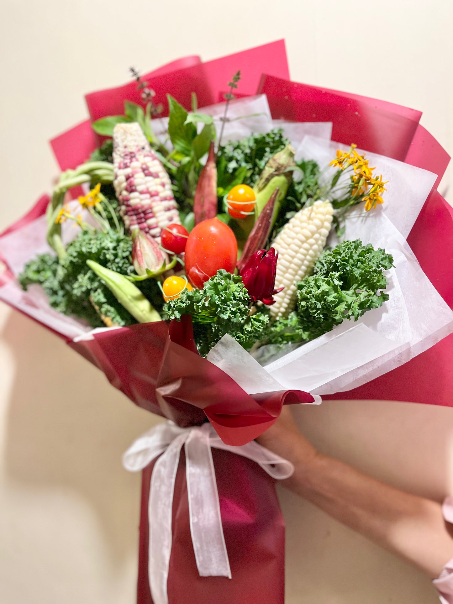 蔬菜花 - 紅彩穀穗蔬菜花 |母親節禮物 母親節花 蔬菜花束 蔬菜花 蔬菜花束訂購 蔬果花束 蔬菜花束香港 水果花束香港 水果花