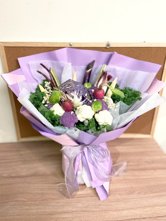 蔬菜花 - 紫白色蔬菜花-02 ｜退休禮物 母親禮物 蔬菜花
