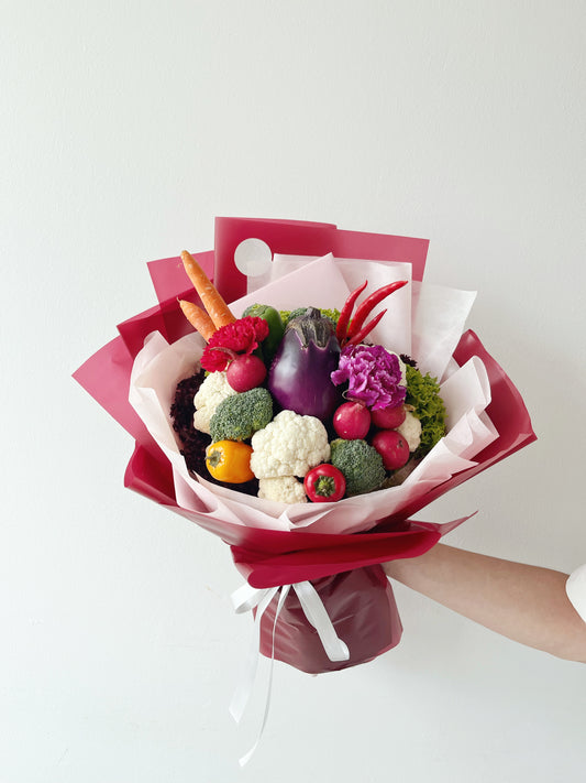蔬菜花 - 彩紫紅色圓拱形蔬菜花 ｜退休禮物 母親禮物 蔬菜花
